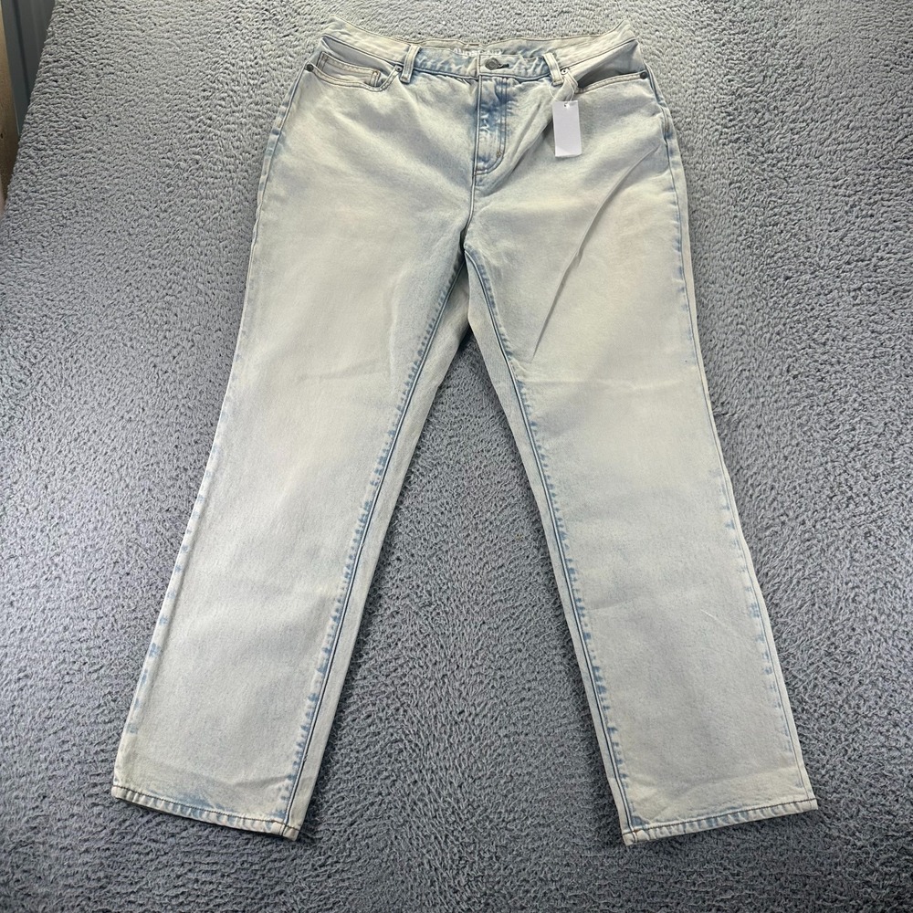 Lands' End Jeans Women's 14 Blue Cotton Denim Straight Leg High‎ Rise Workwear